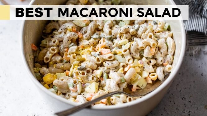 BEST MACARONI SALAD | healthy, deli-style recipe